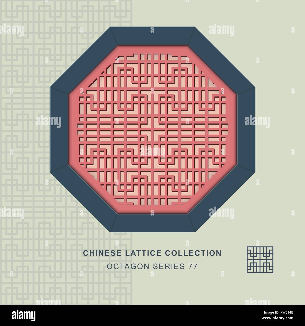 Chinese window tracery octagon frame of geometry line Stock Vector ...