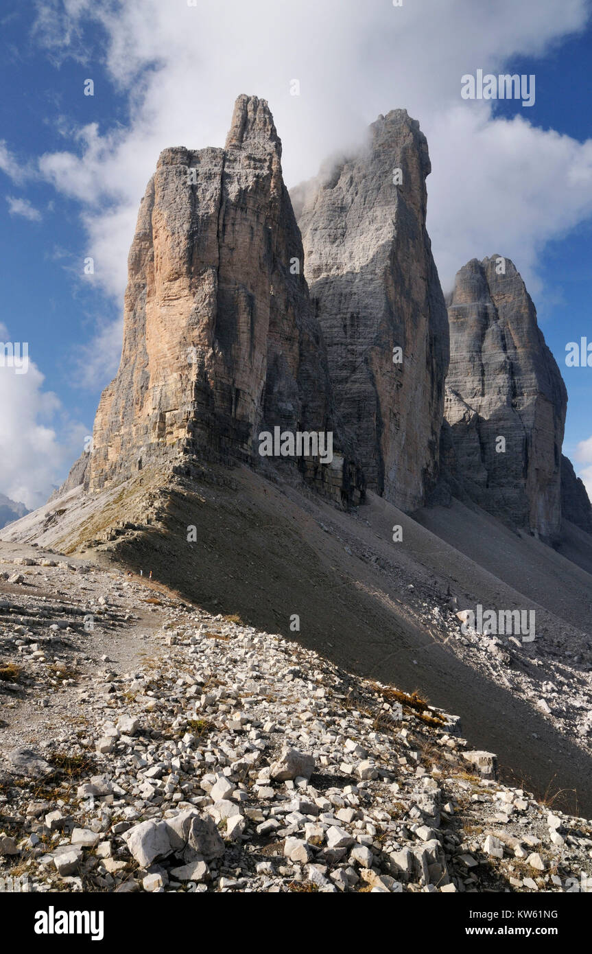 The Dolomites Three merlons, Dolomiten Drei Zinnen Stock Photo