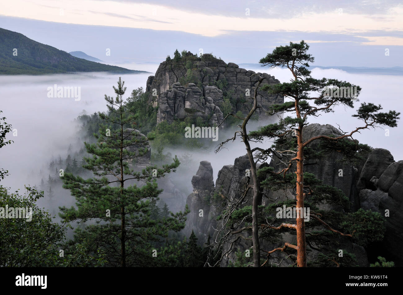 Elbsandsteingebirge, summit, peak, rock, rock, rocky, rocky, rushing stone, rock scenery, sandstone, sandstone rock, Elbsandstein, valley, Valley, gor Stock Photo