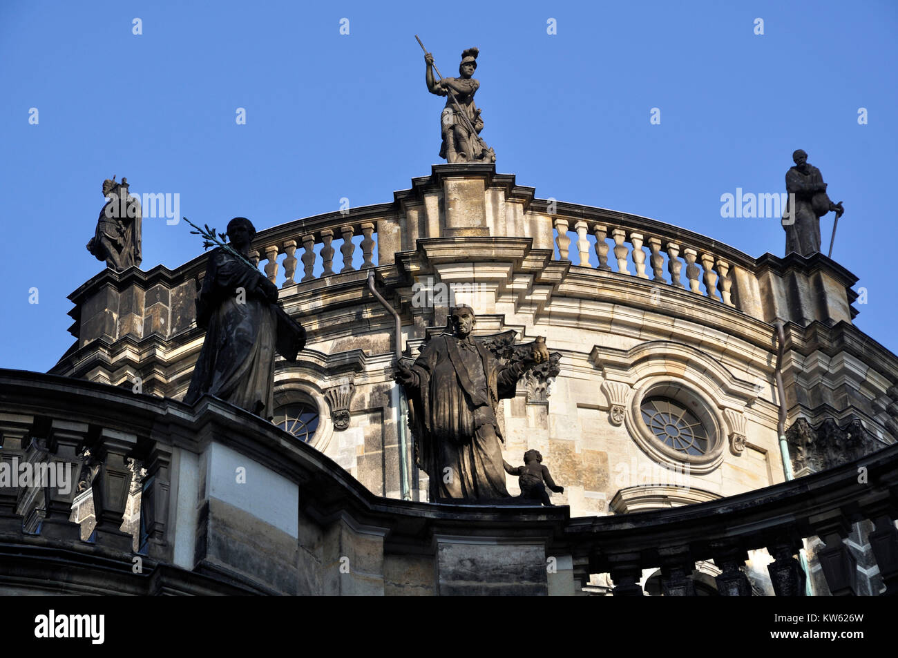 In the castle square in Dresden, Am Schlossplatz in Dresden Stock Photo