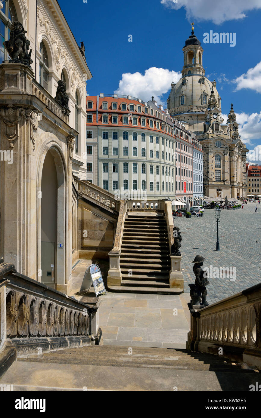 Dresden, Church of Our Lady in the view of the Johanneum, Frauenkirche in der Ansicht vom Johanneum Stock Photo