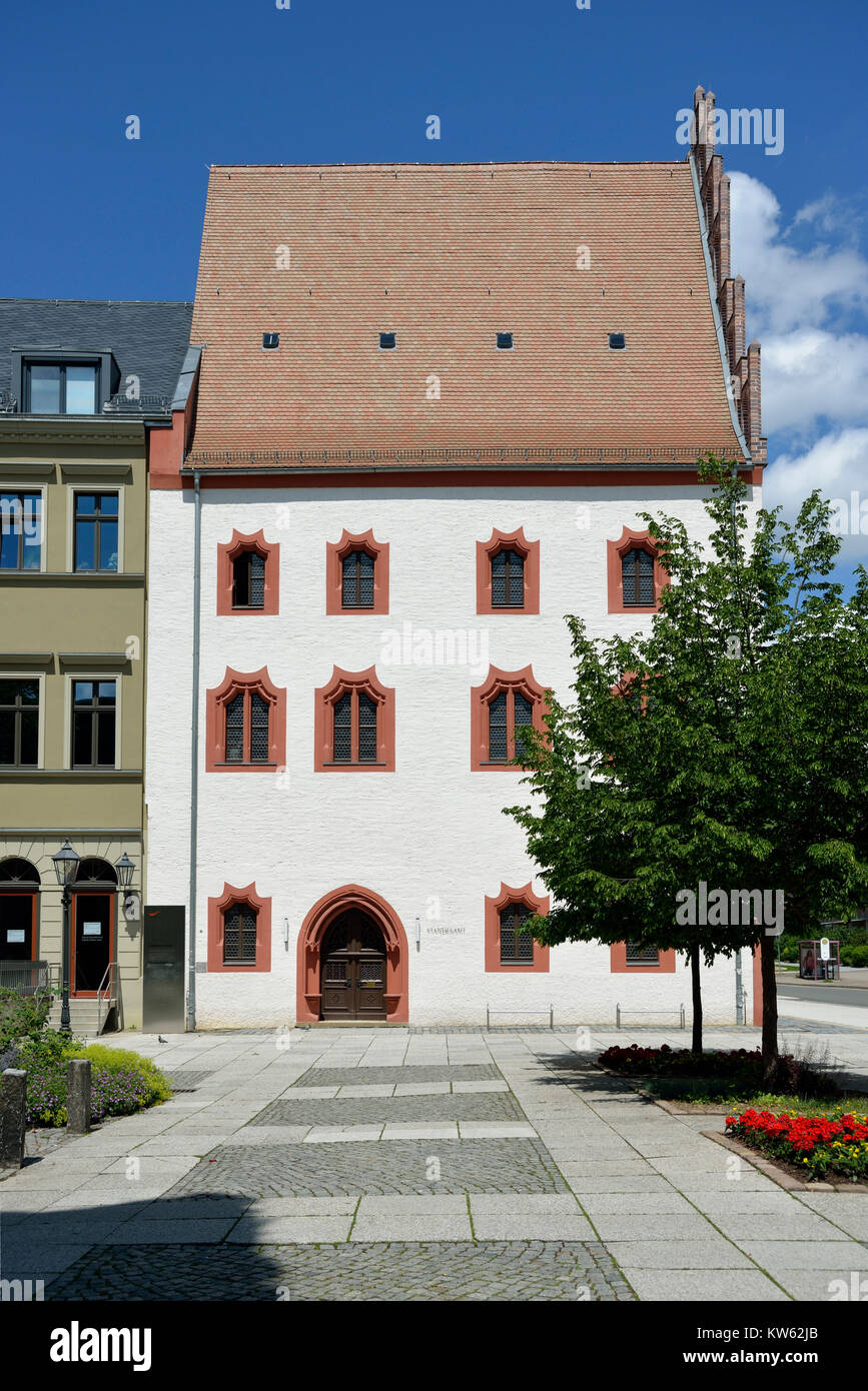 Saxony, Zwickau, medieval Dssuennebierhaus on the place Neuberin, Sachsen,  mittelalterliches Dssuennebierhaus am Neuberinplatz Stock Photo