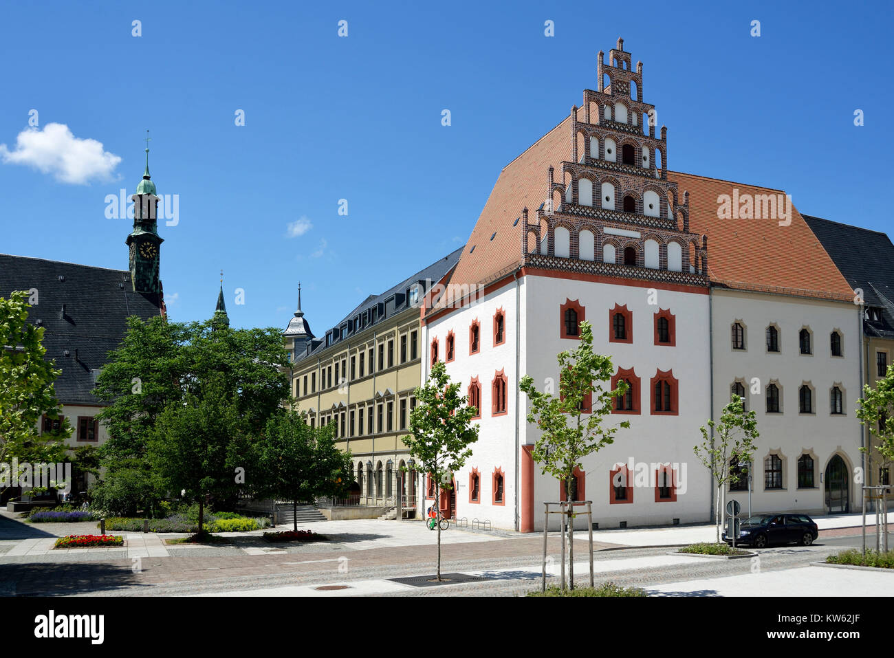 Saxony, Zwickau, medieval Dssuennebierhaus on the place Neuberin, Sachsen, mittelalterliches Dssuennebierhaus am Neuberinplatz Stock Photo