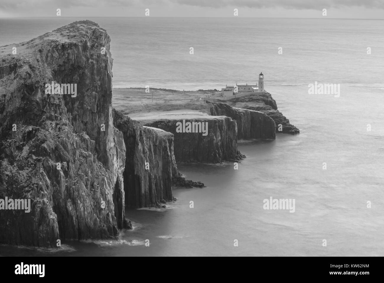 Neist point lighthouse isle skye Black and White Stock Photos & Images ...