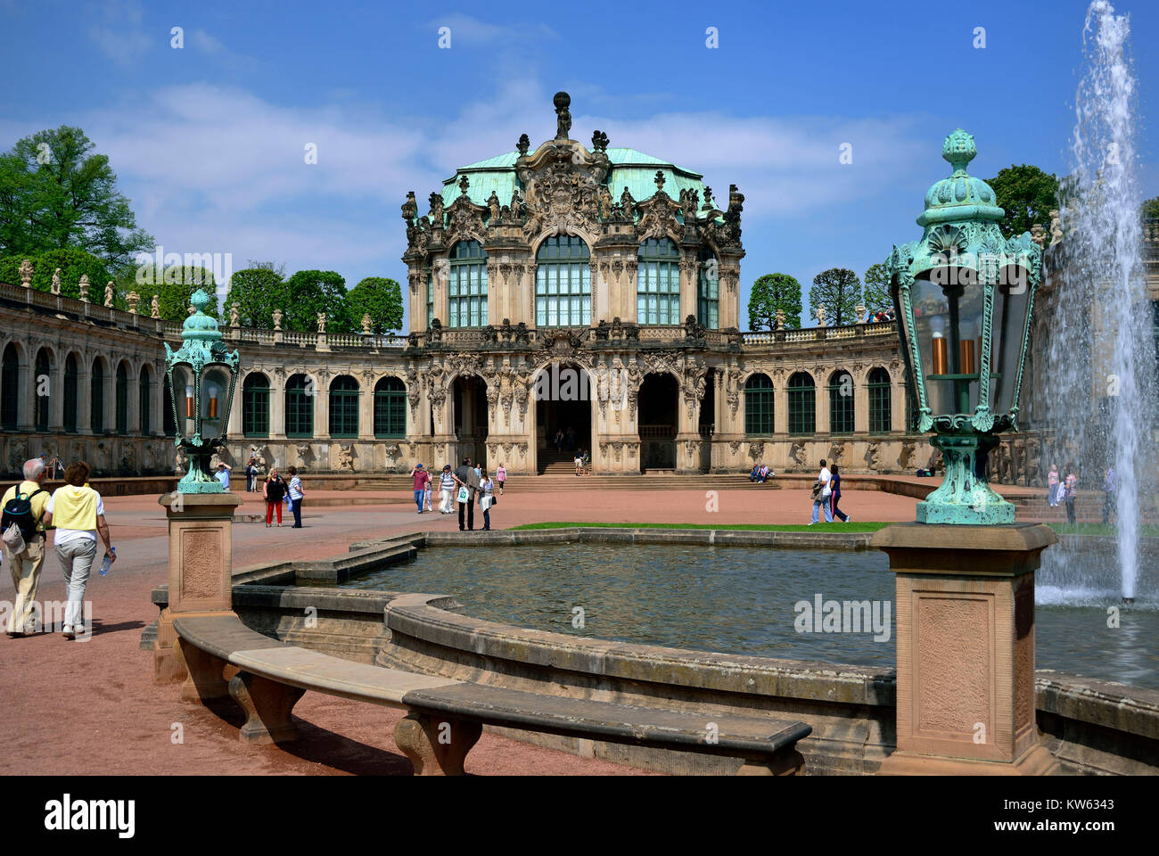 Dresden, kennel court and embankment pavilion, Zwingerhof und Wallpavillon Stock Photo