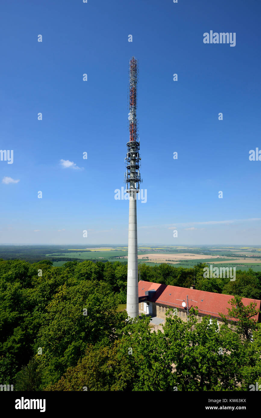 Saxony, directional radio arrangement on the mountain Coll with Oschatz, Sachsen, Richtfunkanlage auf dem Collberg bei Oschatz Stock Photo