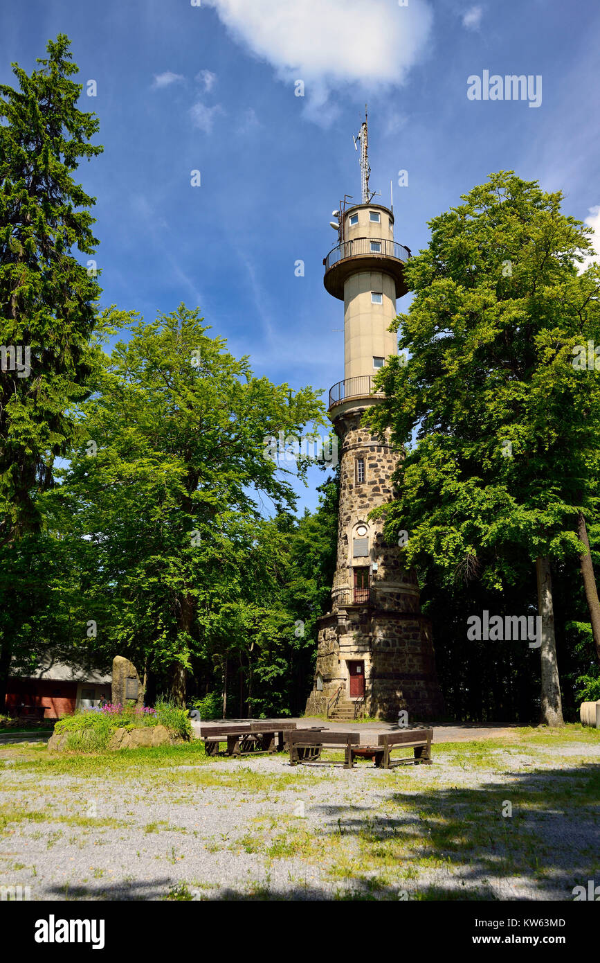 Saxony, observation tower on the Unger with Sebnitz, Sachsen,  Aussichtsturm auf dem Unger bei Sebnitz Stock Photo