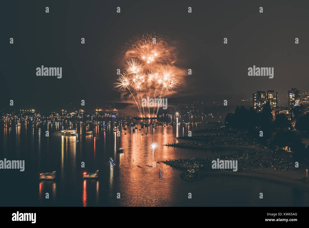 Celebration of Light Vancouver Fireworks Stock Photo