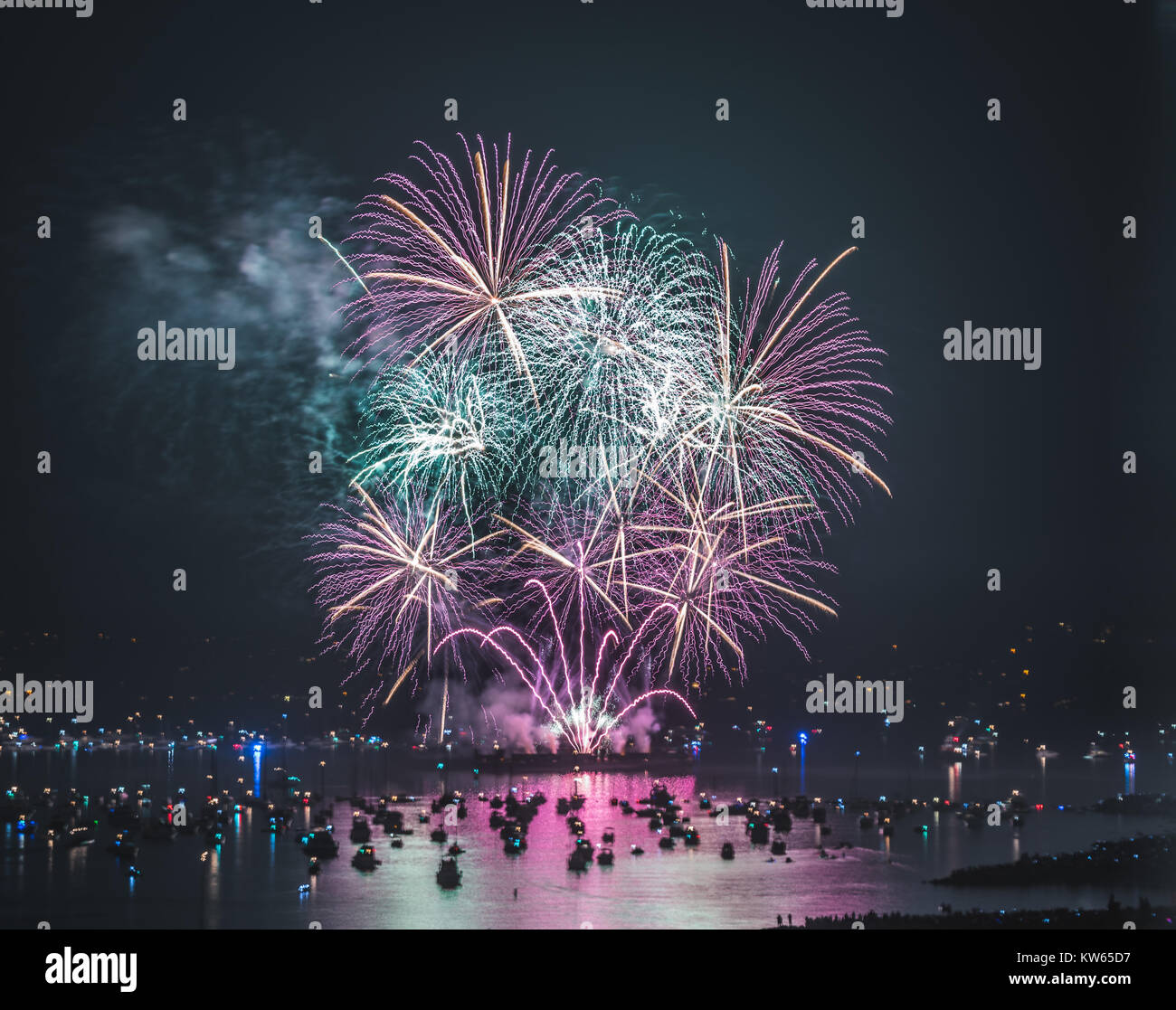 Celebration of Light Vancouver Fireworks Stock Photo