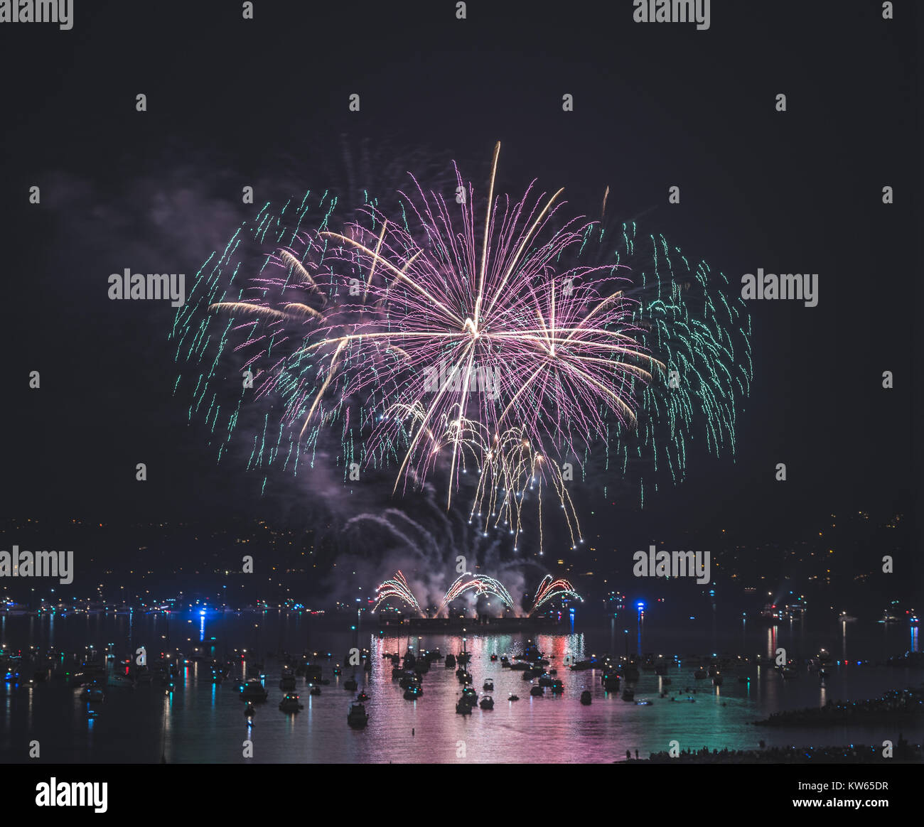 Celebration of Light Vancouver Fireworks Stock Photo