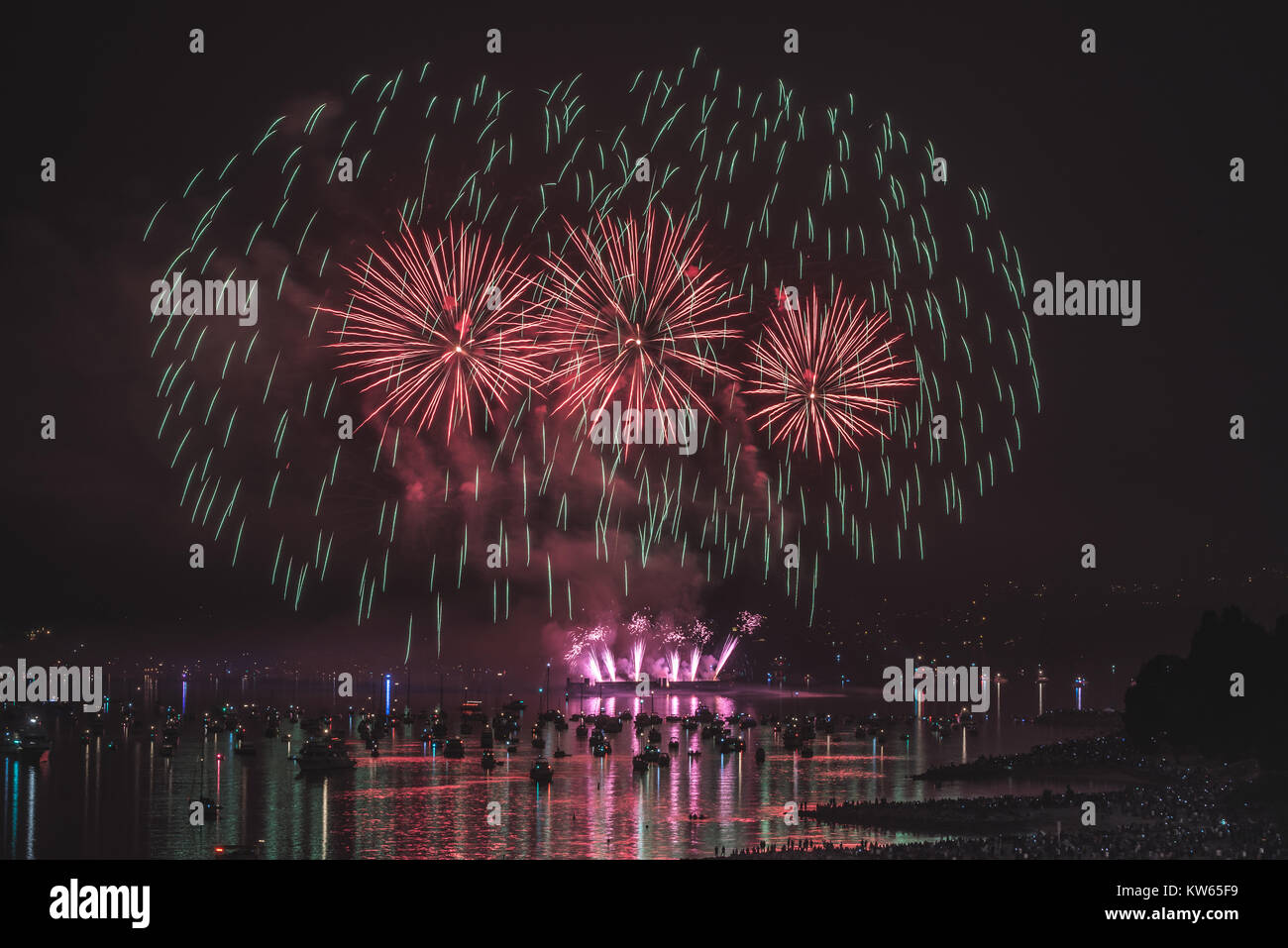 Celebration of Light Vancouver Fireworks Stock Photo
