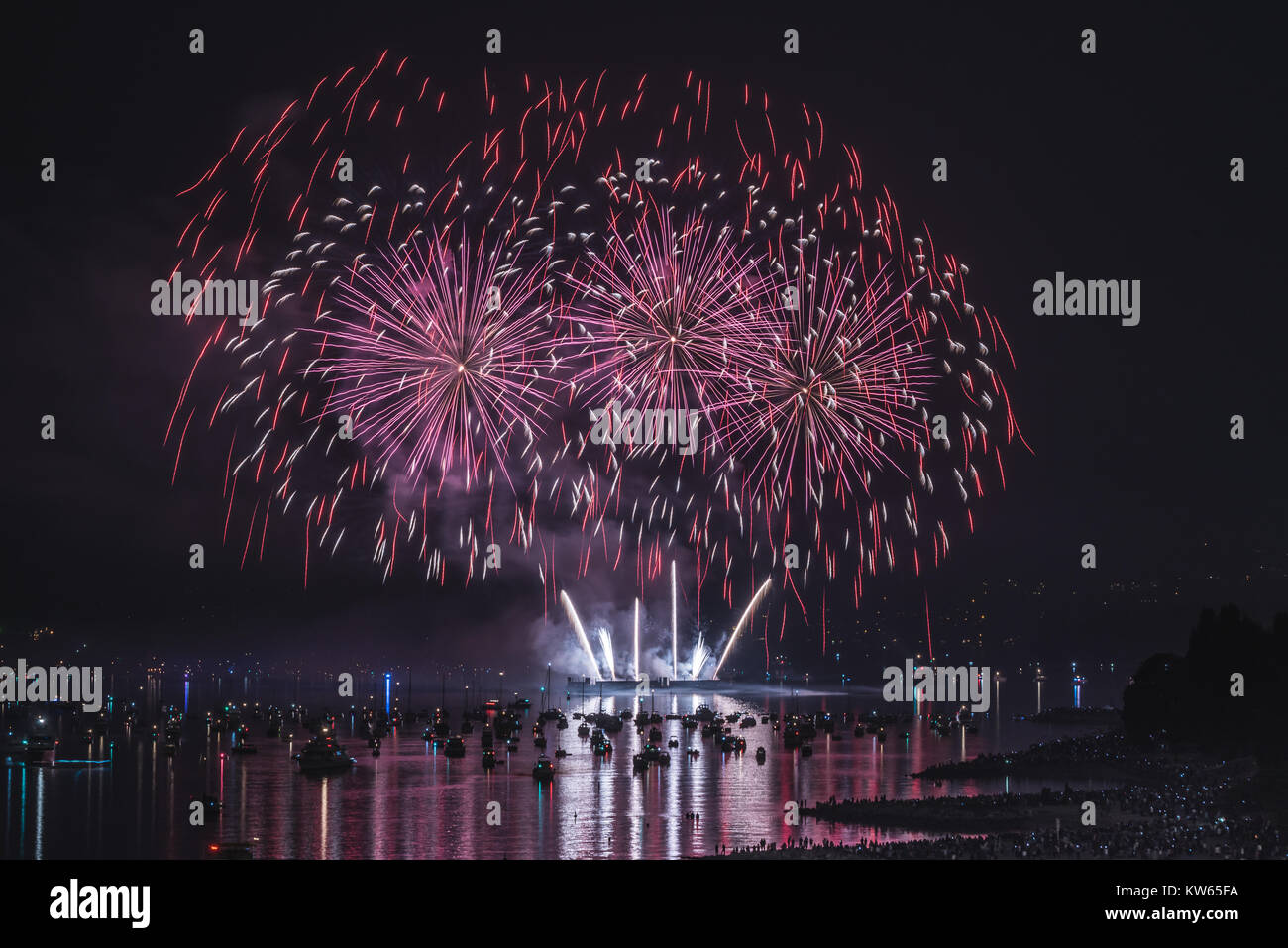 Celebration of Light Vancouver Fireworks Stock Photo