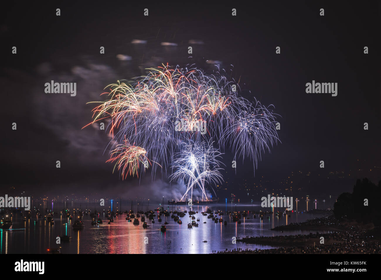 Celebration of Light Vancouver Fireworks Stock Photo