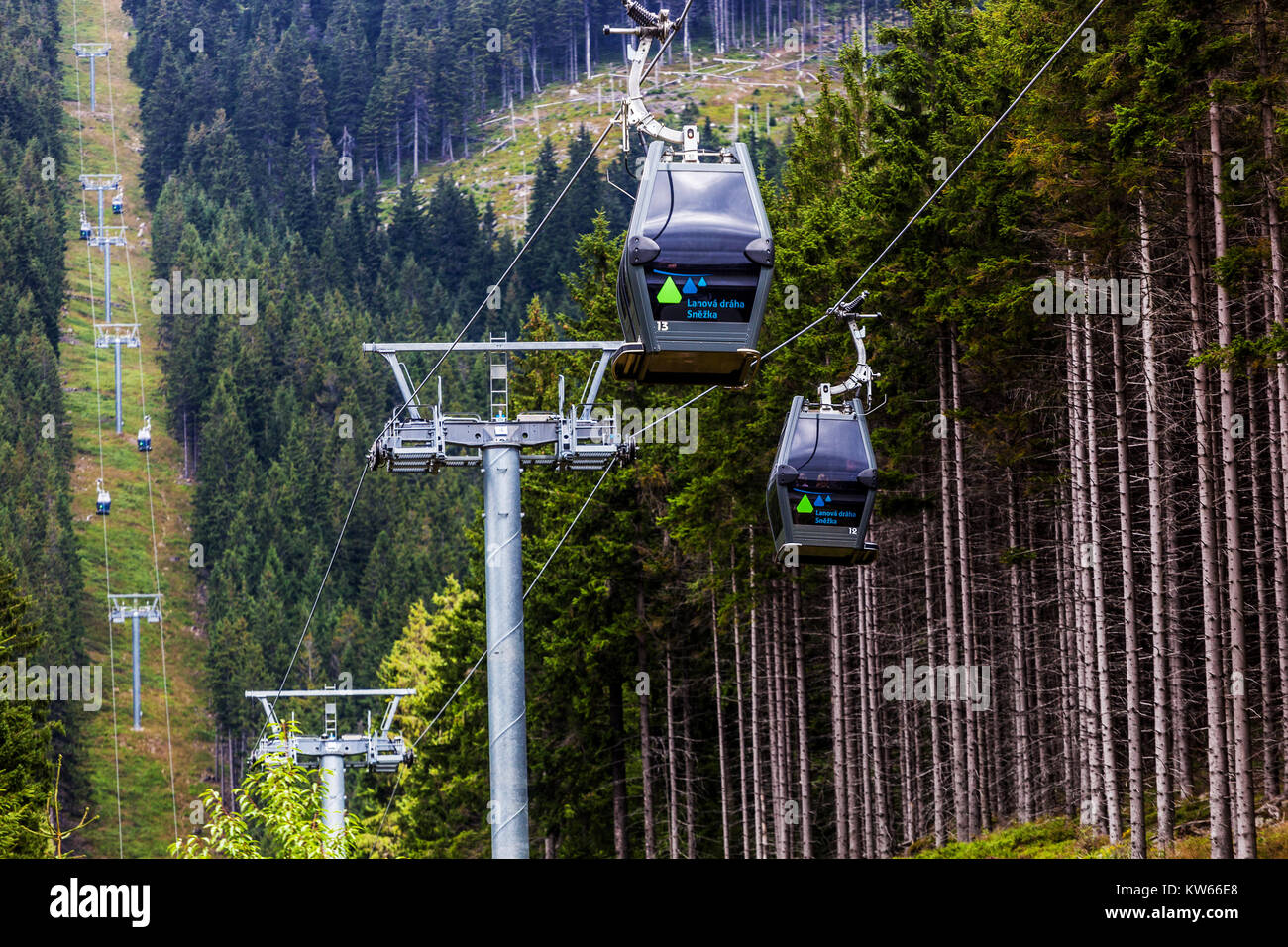 Cableway to Snezka, Giant Mountains, Krkonose National Park, Czech Republic Stock Photo
