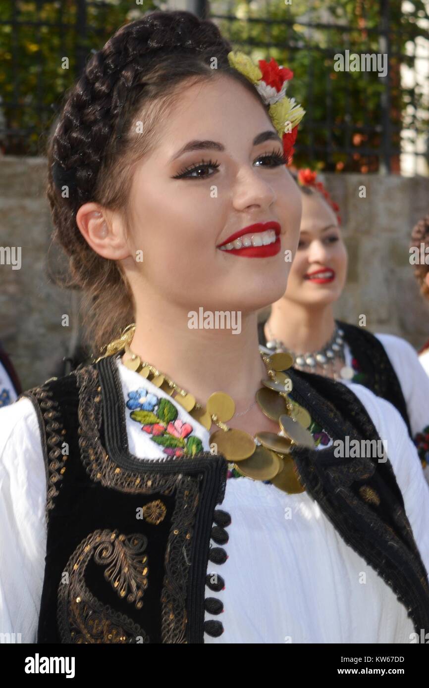 girl in folk costume Stock Photo
