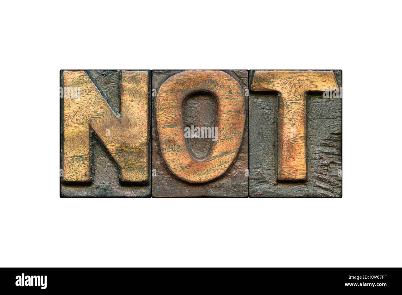 not word made from vintage bold letterpress blocks isolated on white not word made from vintage bold letterpress blocks isolated on white