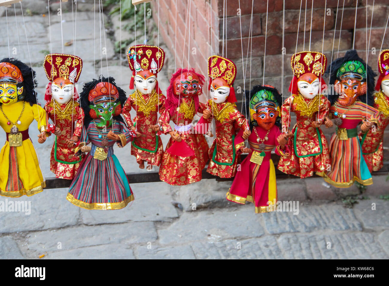 Puppets for sale in Dunbar Square, Kathmandu, Nepal Stock Photo