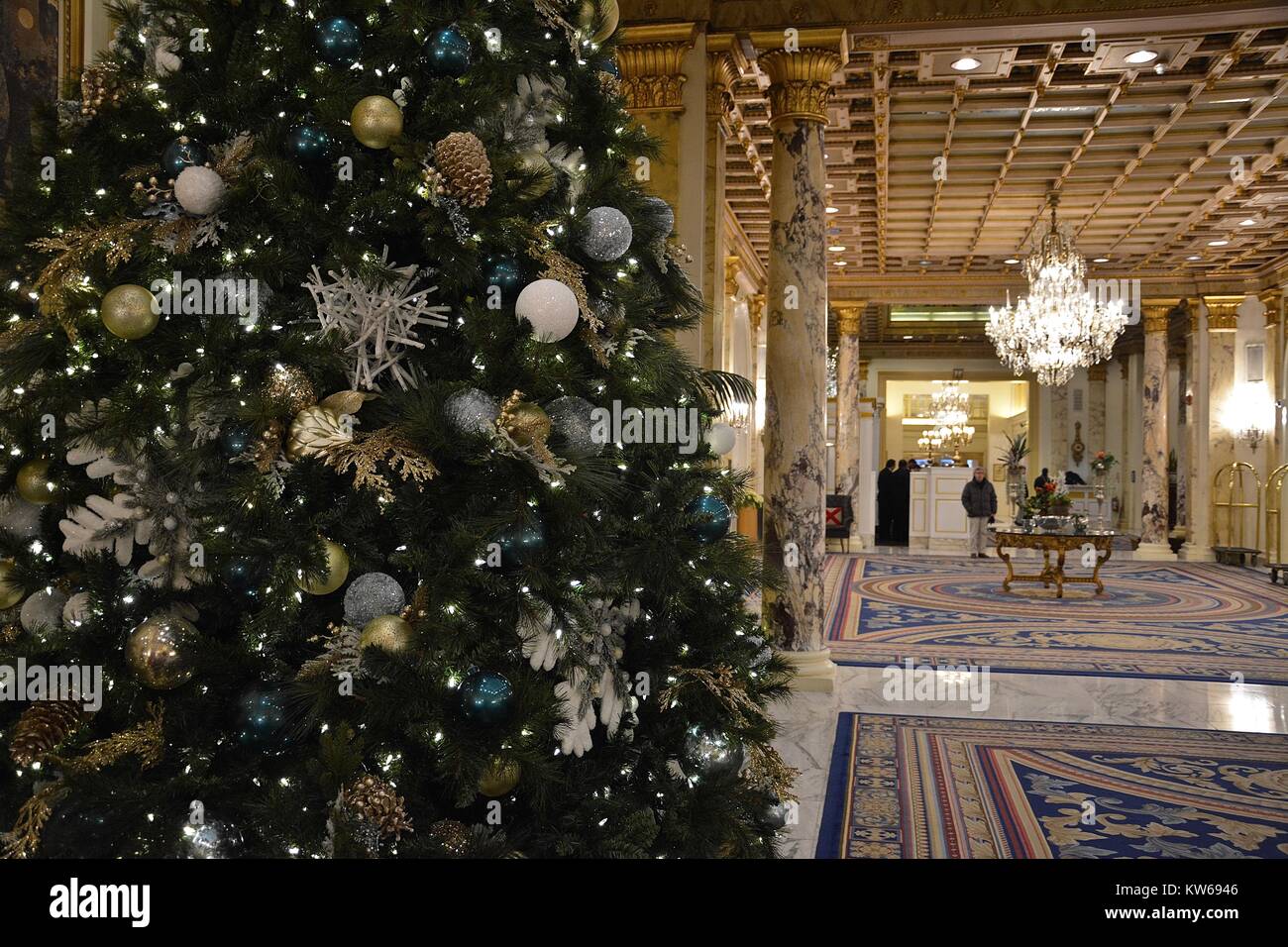The Fairmont at Copley Plaza hotel's lobby Christmas Tree during the