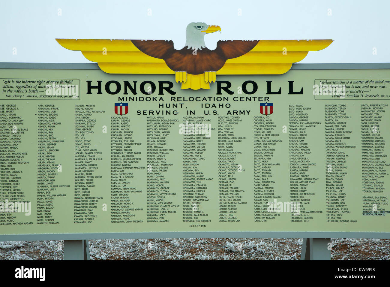 Honor Roll, Minidoka National Historic Site, Idaho Stock Photo