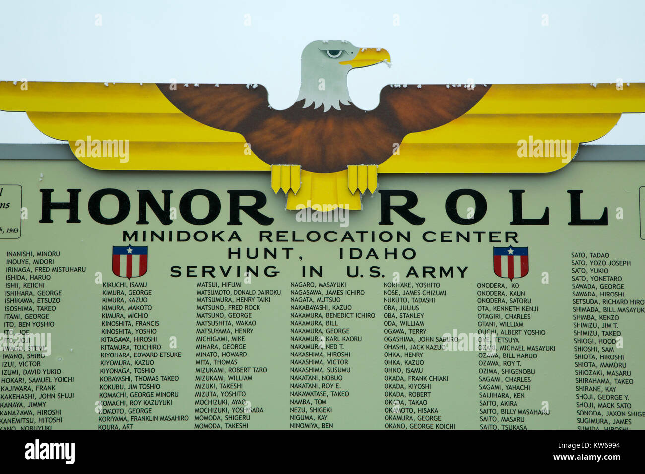 Honor Roll, Minidoka National Historic Site, Idaho Stock Photo