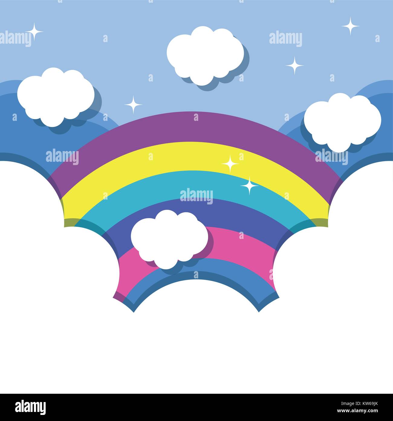 nice lanscape with rainbow and clouds design vector illustration Stock ...