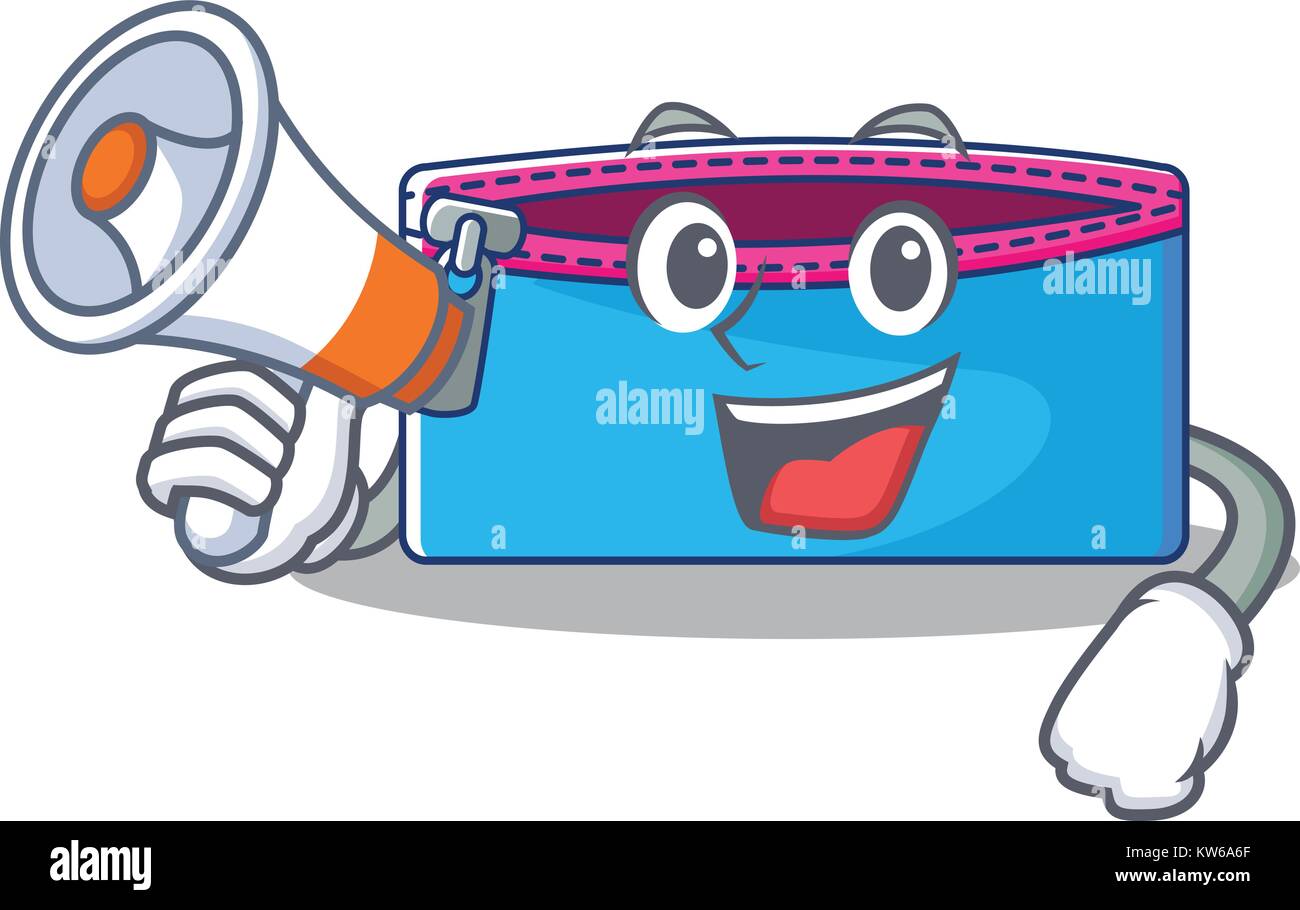 With megaphone pencil case character cartoon Stock Vector Image & Art
