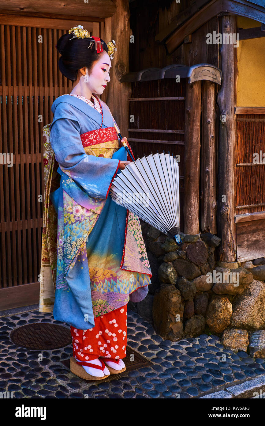 Japan, Honshu island, Kansai region, Kyoto, Gion, Geisha area Stock Photo