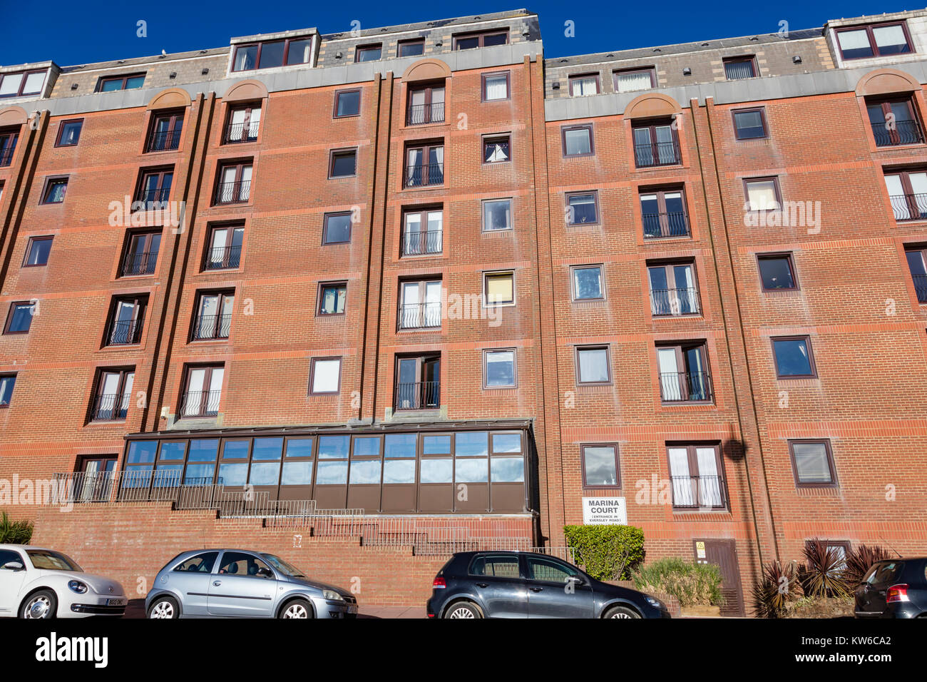 Marina Court flats on De La Warr drive, Bexhill on Sea, East Sussex, UK