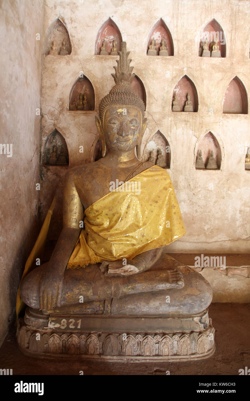 Buddha in temple Wat Sisaket, Vientiane, Laos Stock Photo