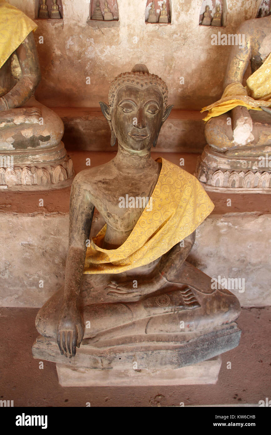 Buddha in temple Wat Sisaket, Vientiane, Laos Stock Photo