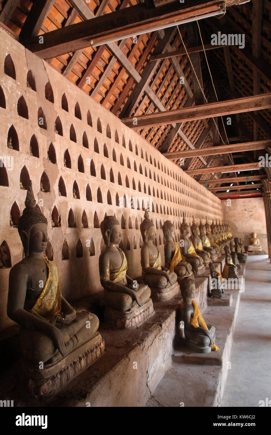 A lot of statues in monastery Wat Sisaket, Vientiane, Laos Stock Photo