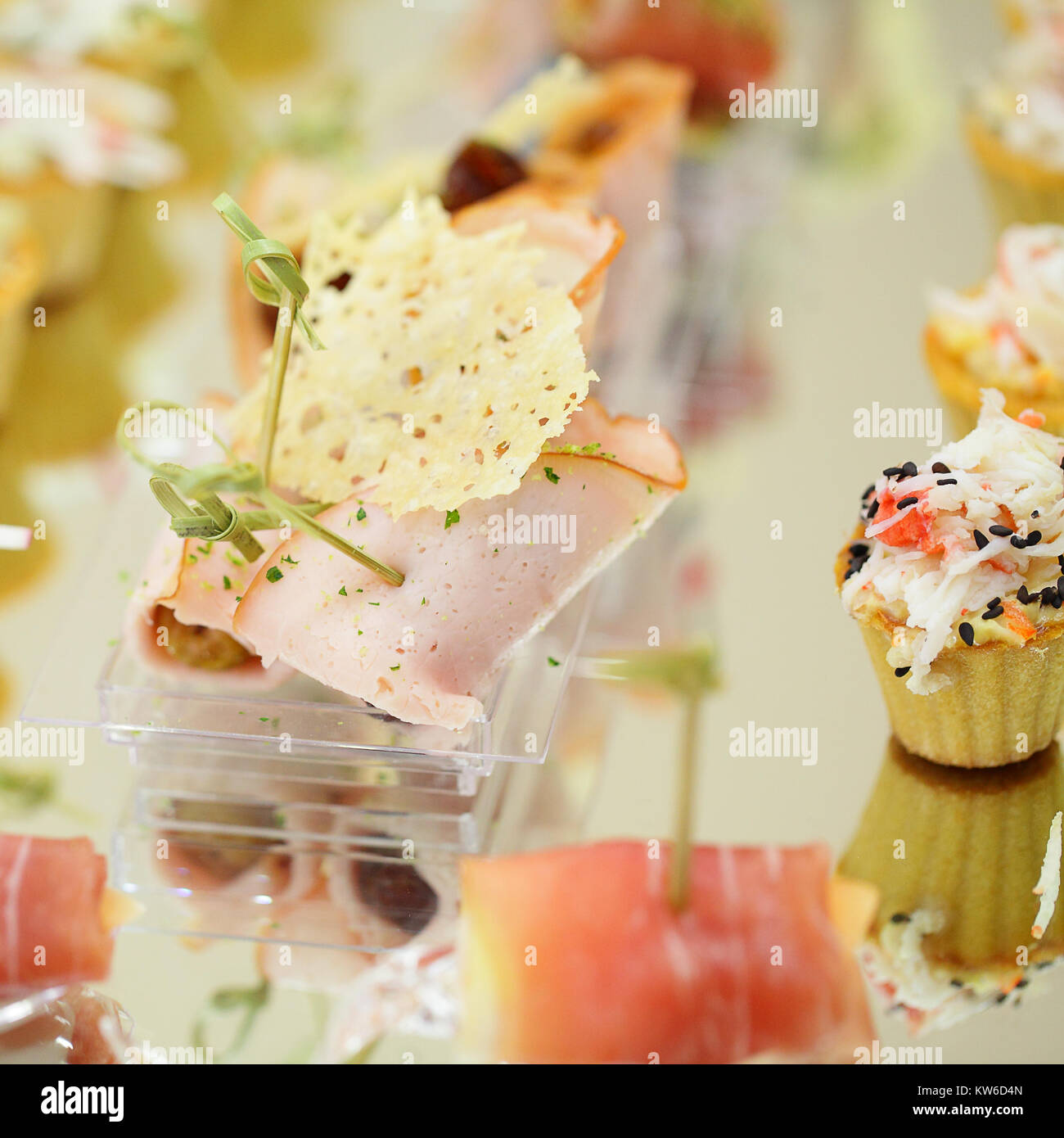 Appetizers, gourmet food, catering service Stock Photo