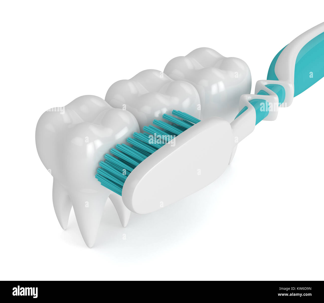 3d render of teeth with toothbrush over white background Stock Photo ...