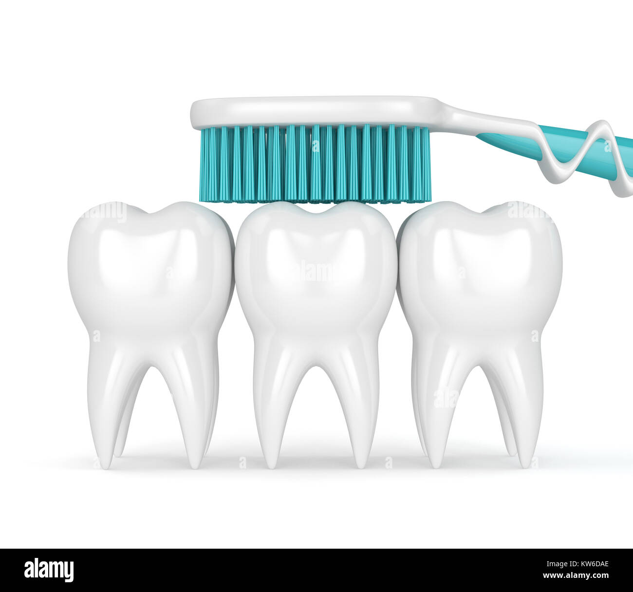 3d render of teeth with toothbrush over white background Stock Photo ...