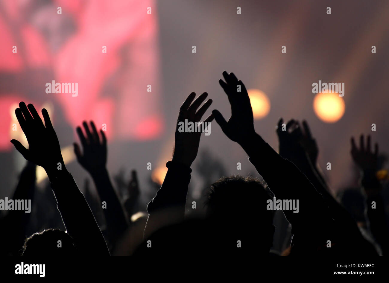 many young people applauded during the live concert Stock Photo - Alamy