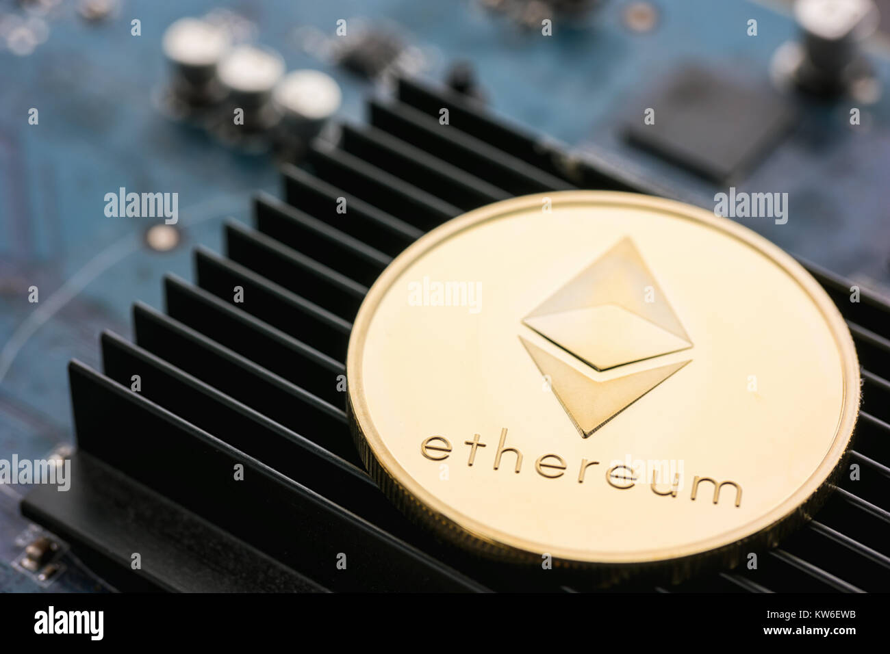 Ethereum Coin rendering engine cryptocurrency Stock Photo - Alamy