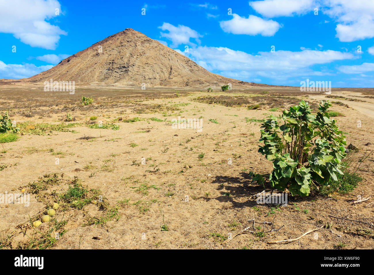 Monte Leste mountain on Terra Boa desert, Sal Island, Salinas, Cape Verde, Africa Stock Photo