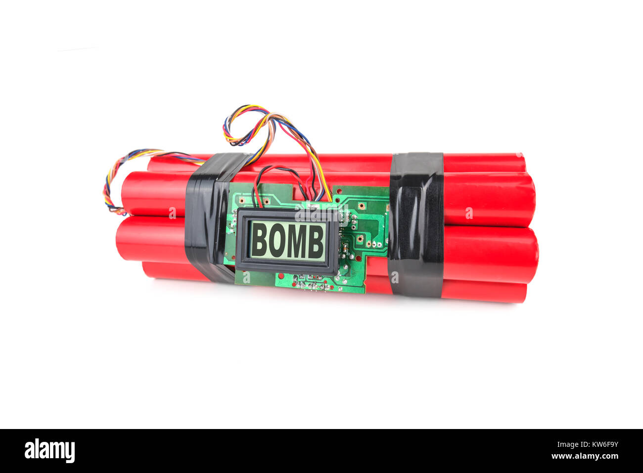 Red bomb with digital timer Stock Photo