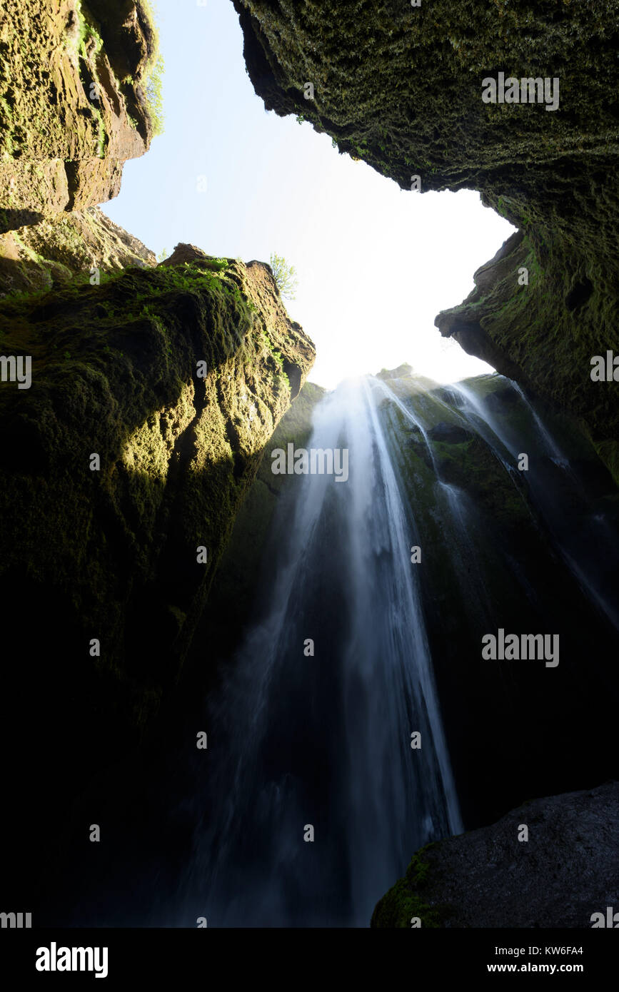 Unique Gljufrabui waterfall Stock Photo
