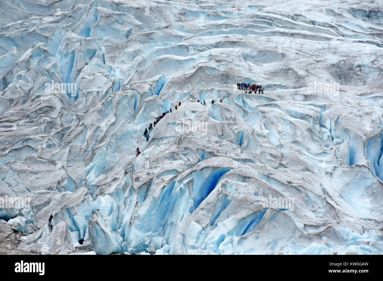 Climing on Nigardsbreen Glacier, Norway Stock Photo