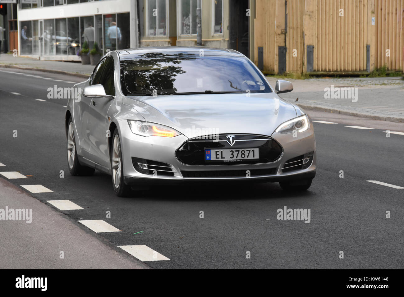 Tesla electric car, Norway Stock Photo Alamy
