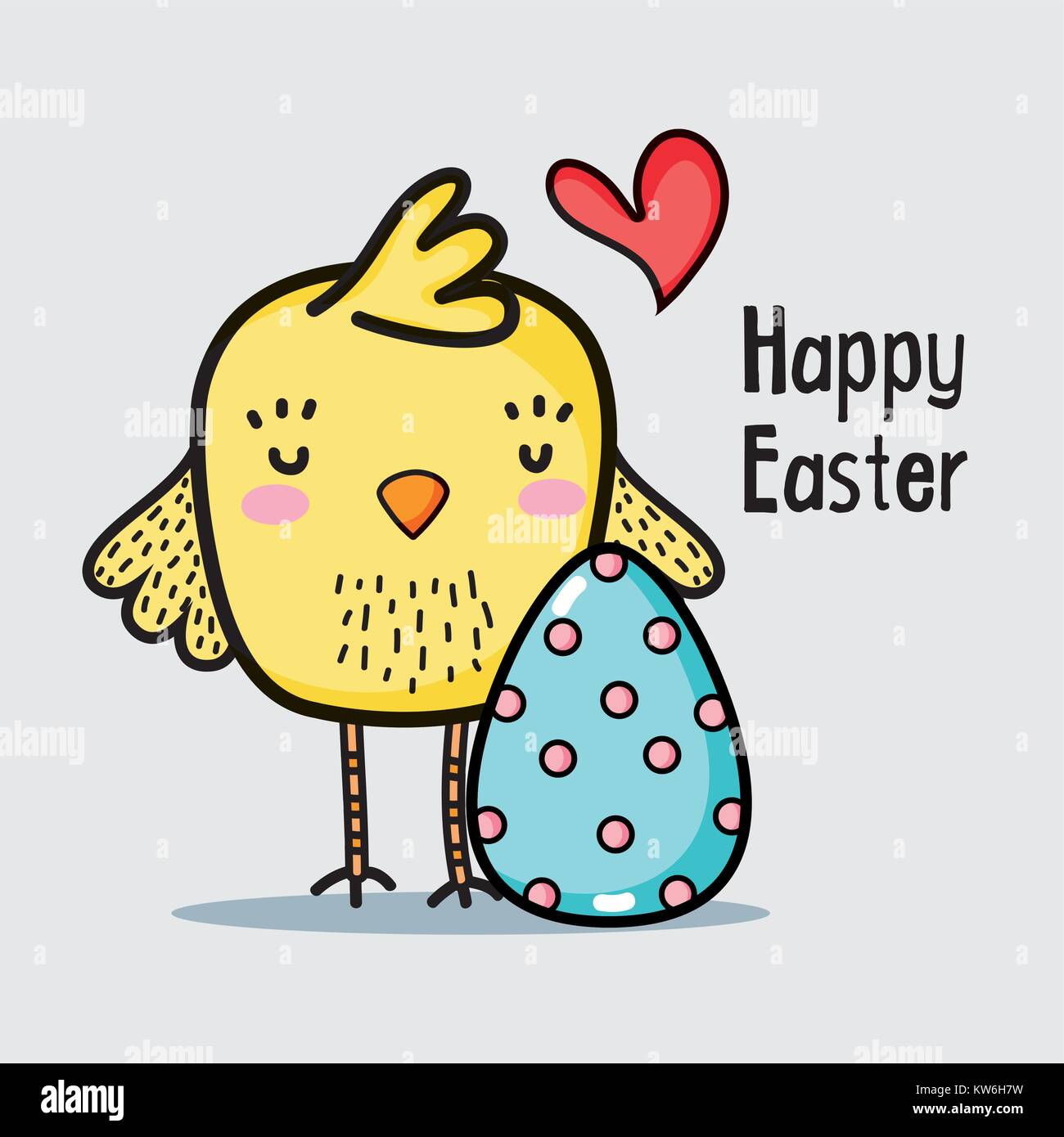 cute chicken with heart and easter egg vector illustration Stock Vector ...