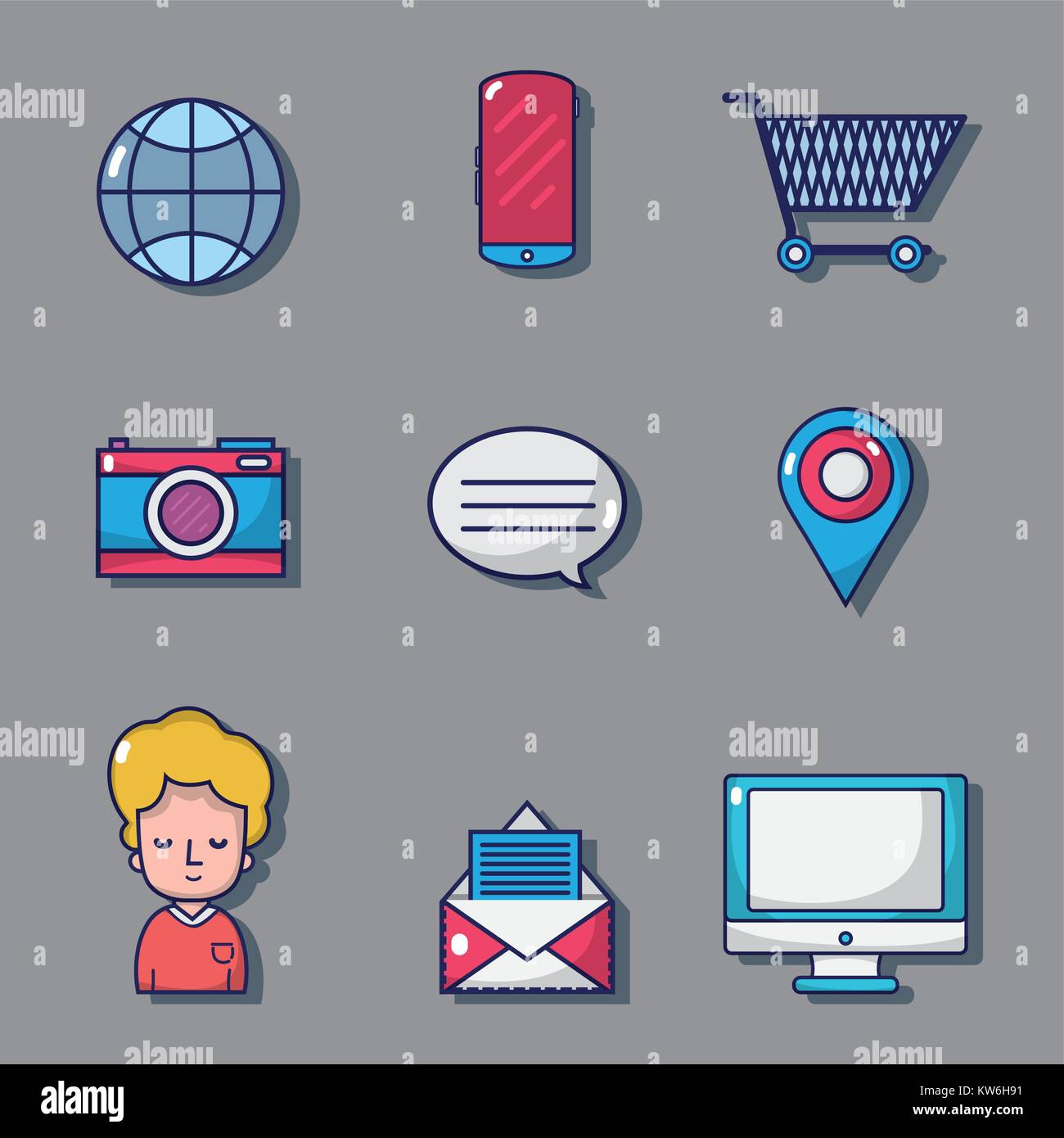 set social media network connection vector illustration Stock Vector ...