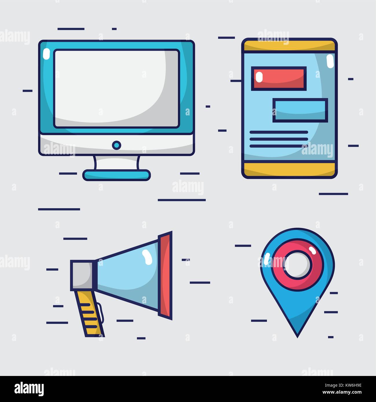 set social media network connection vector illustration Stock Vector ...