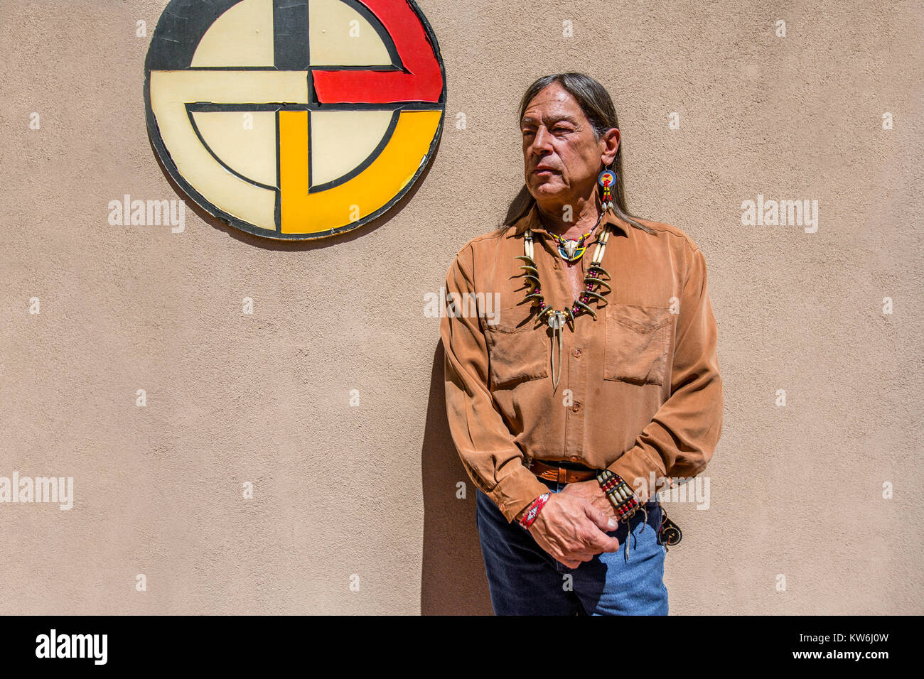 Native American musician, Santa Fe, New Mexico Stock Photo