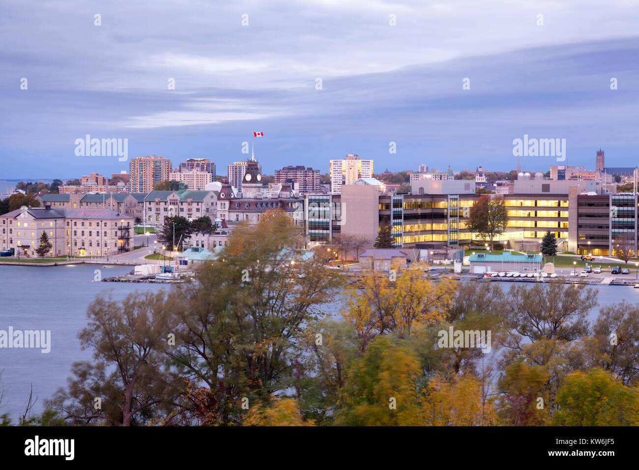 The Kingston skyline and the Royal Military College of Canada in Kingston, Ontario, Canada. Stock Photo