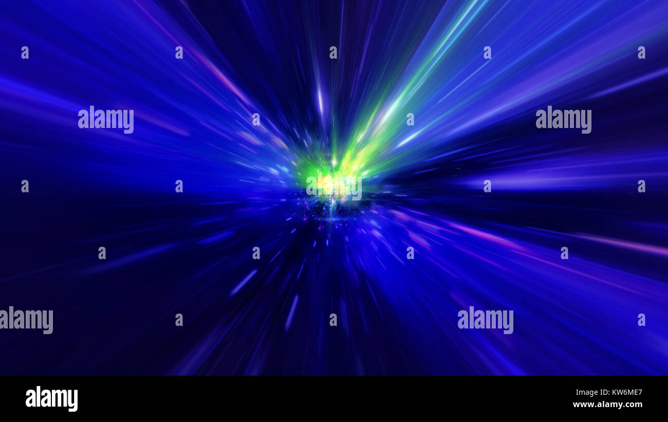 Interstellar, time travel and hyper jump in space. Flying through wormhole tunnel or abstract