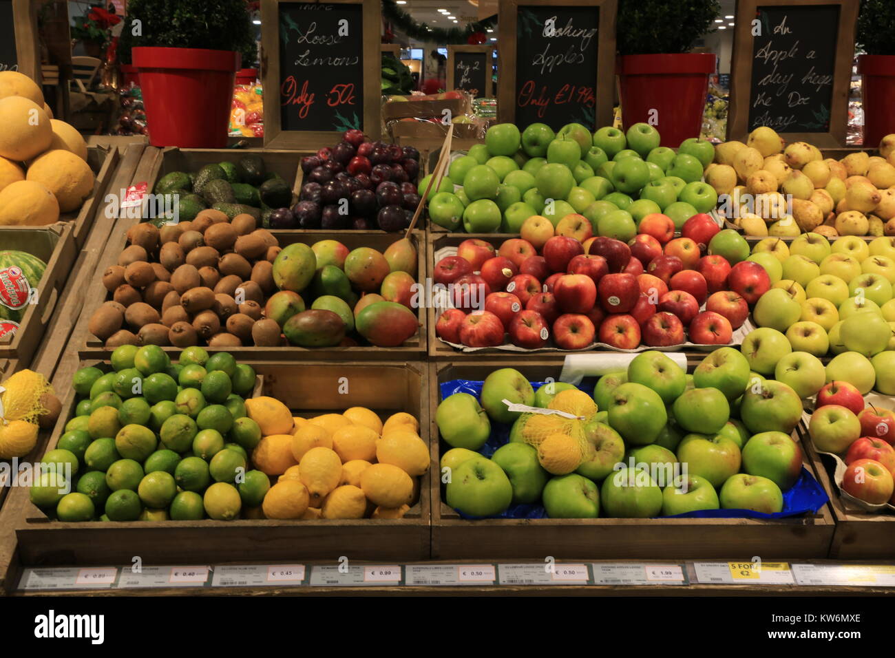 fruit display, supermarket, tralee, county kerry, ireland Stock Photo
