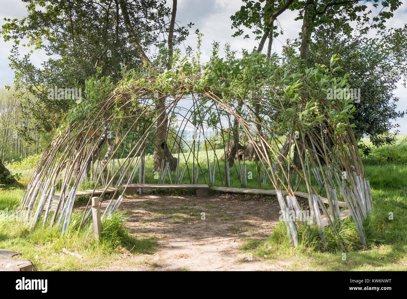 Small hide made from young Willow trees Stock Photo