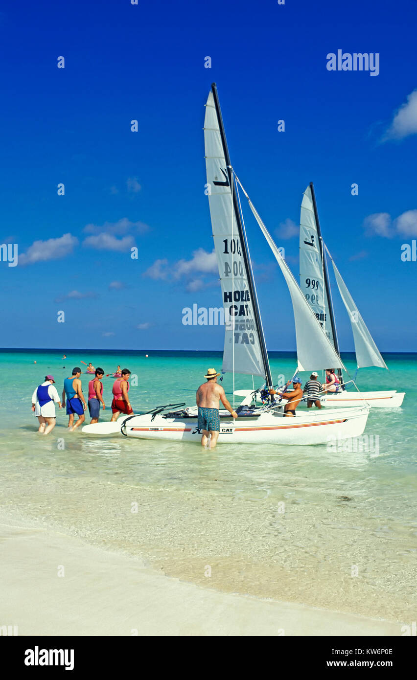 Sailing boats at Cayo Coco beach, Cuba Stock Photo